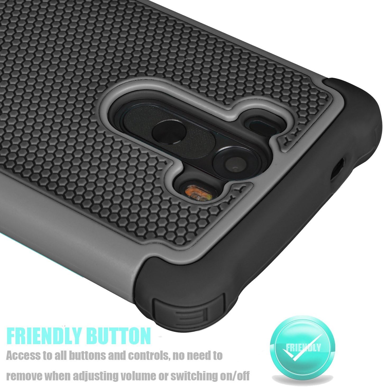 Tekcoo LG G3 Case, (TM) [Tmajor Series] [Gray/Black] Shock Absorbing Hybrid Rubber Plastic Impact Defender Rugged Slim Hard Case Cover Shell Skin for LG G3 AT&T T-Mobile Sprint Verizon Unlocked