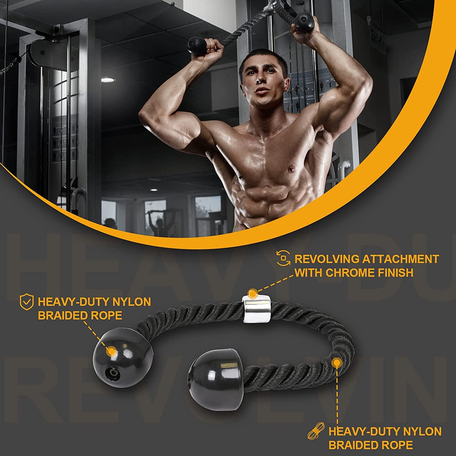 Premere Il Cavo per Tricipiti, Accessori per Il Peso, Impugnatura a con Rotazione, Tricipiti, Set Fitness, in Acciaio Massiccio