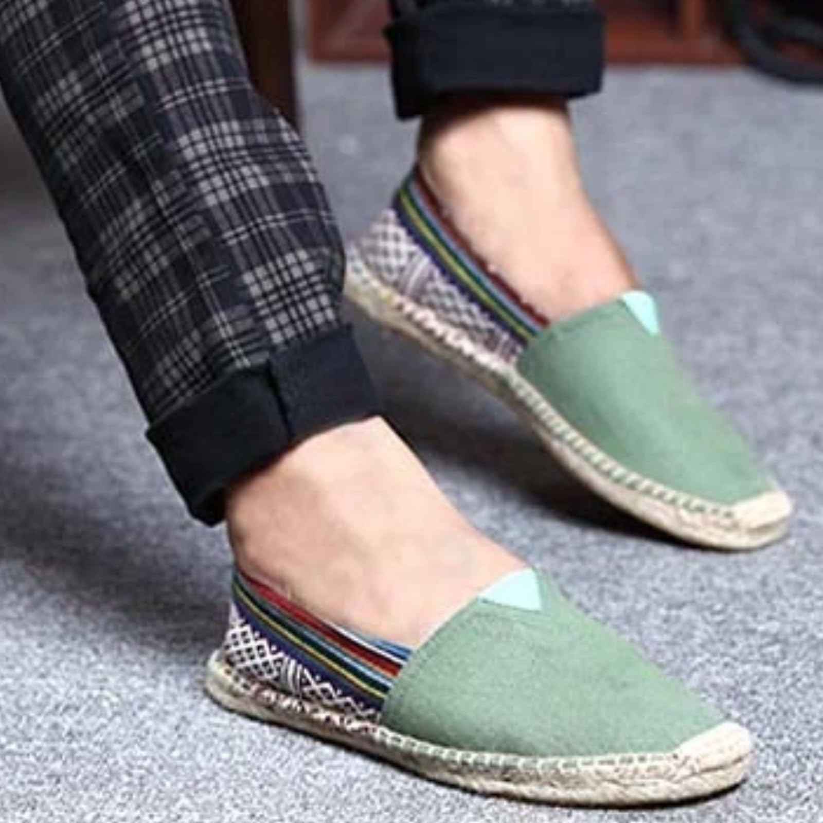 Zapatos Pescador Suela Lino Tela Lona Hombres Mujeres(Labios pequeños,41)