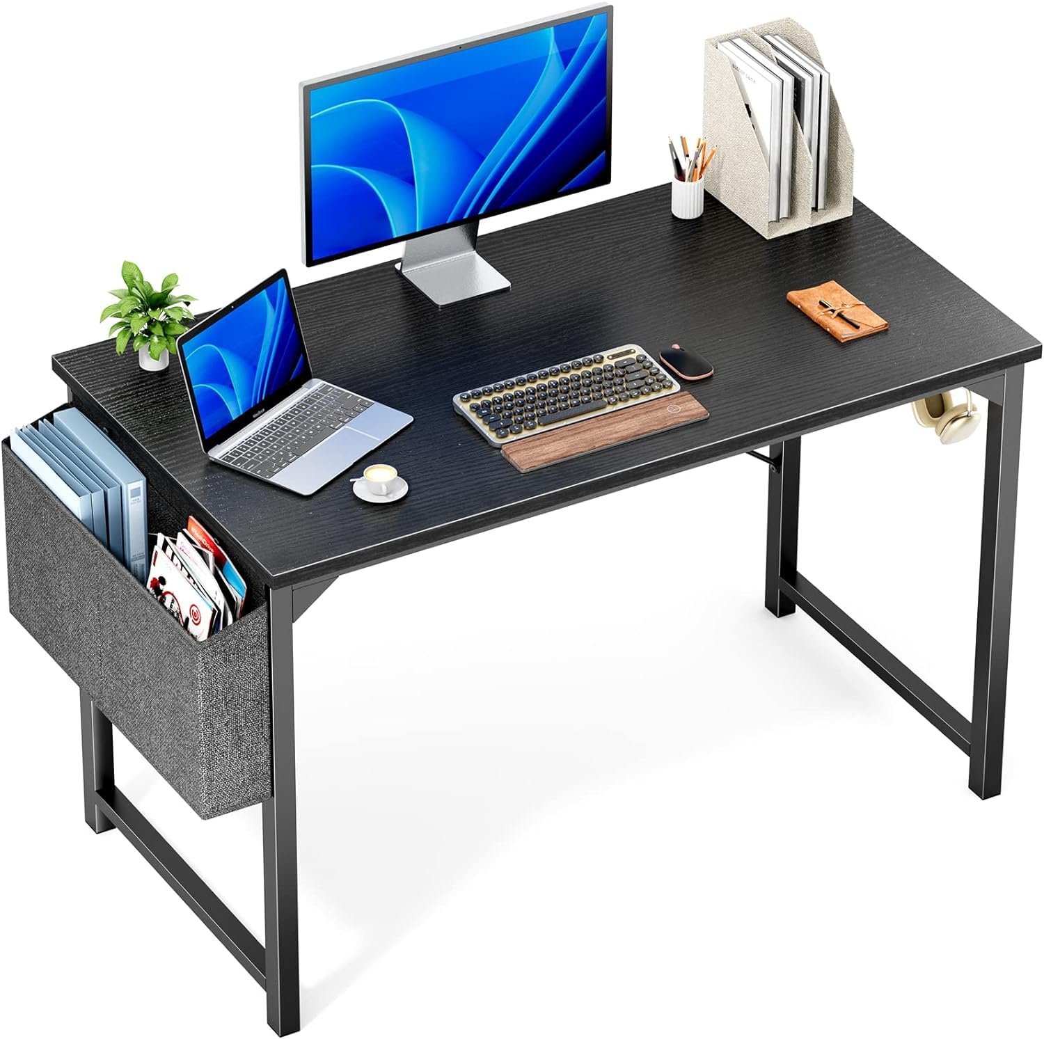 STAR WORK Engineered Wood Computer Desk, Black, 30x40x19 Inches - Image 1