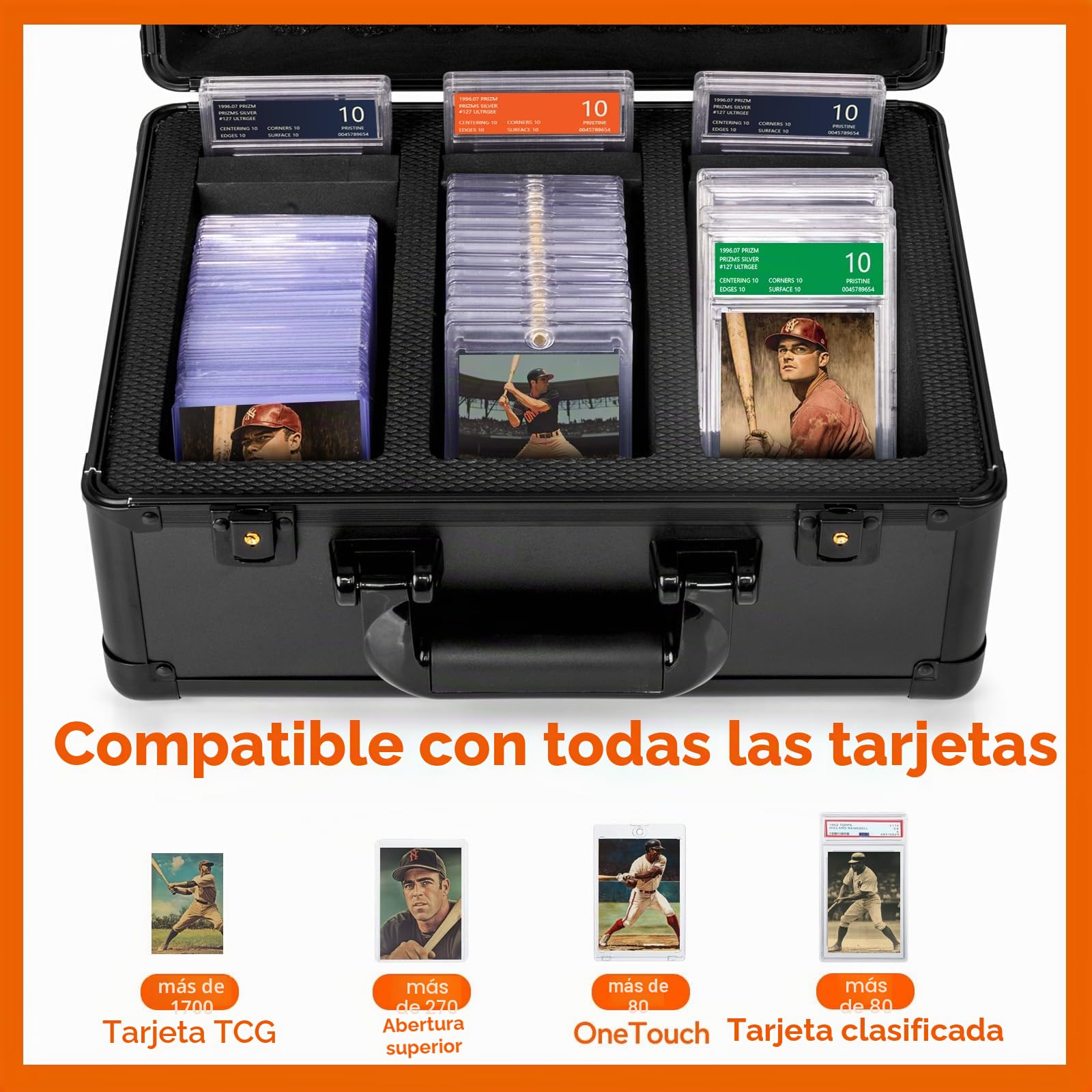 Caja de Almacenamiento para Cartas Calificadas, Caja de Almacenamiento para Cartas de Trading, Porta Slab PSA para Tarjetas Deportivas, Tarjetas Calificadas, Top Loaders, One Touch - 3 Fila