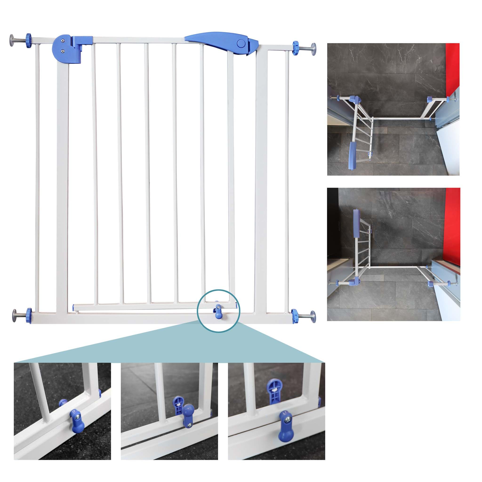 Rejilla de protección escaleras Ajustable 75-82cm Barrera para niños y Mascotas sin taladrar