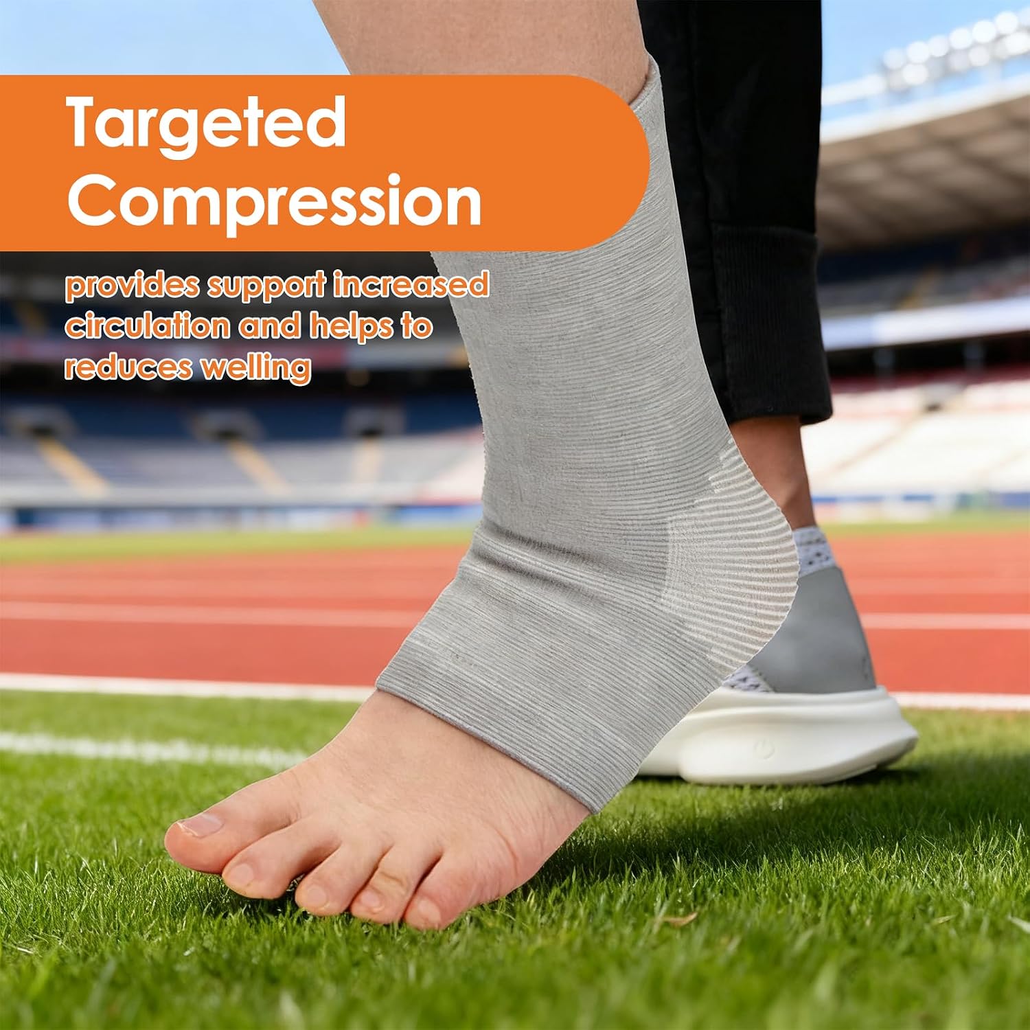 Ankle Compression Sleeve Breathable Foot Compression Sleeve Gray Soft Ankle Brace Keep Warm AnkleSocks for Women Men Sports Arch Support Reduces Cold Protection