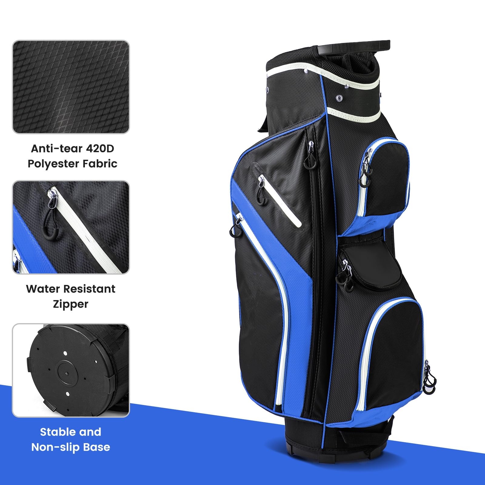 LIFEZEAL Sacca Golf, Travel Bag, Custodia a 14 Scomparti, Borsa Golf a Spalla, Leggera, Impermeabile, Portatile, con Cinghia, Portabicchierie, 9 Sacchi, Borsa Termica, Portaombrello