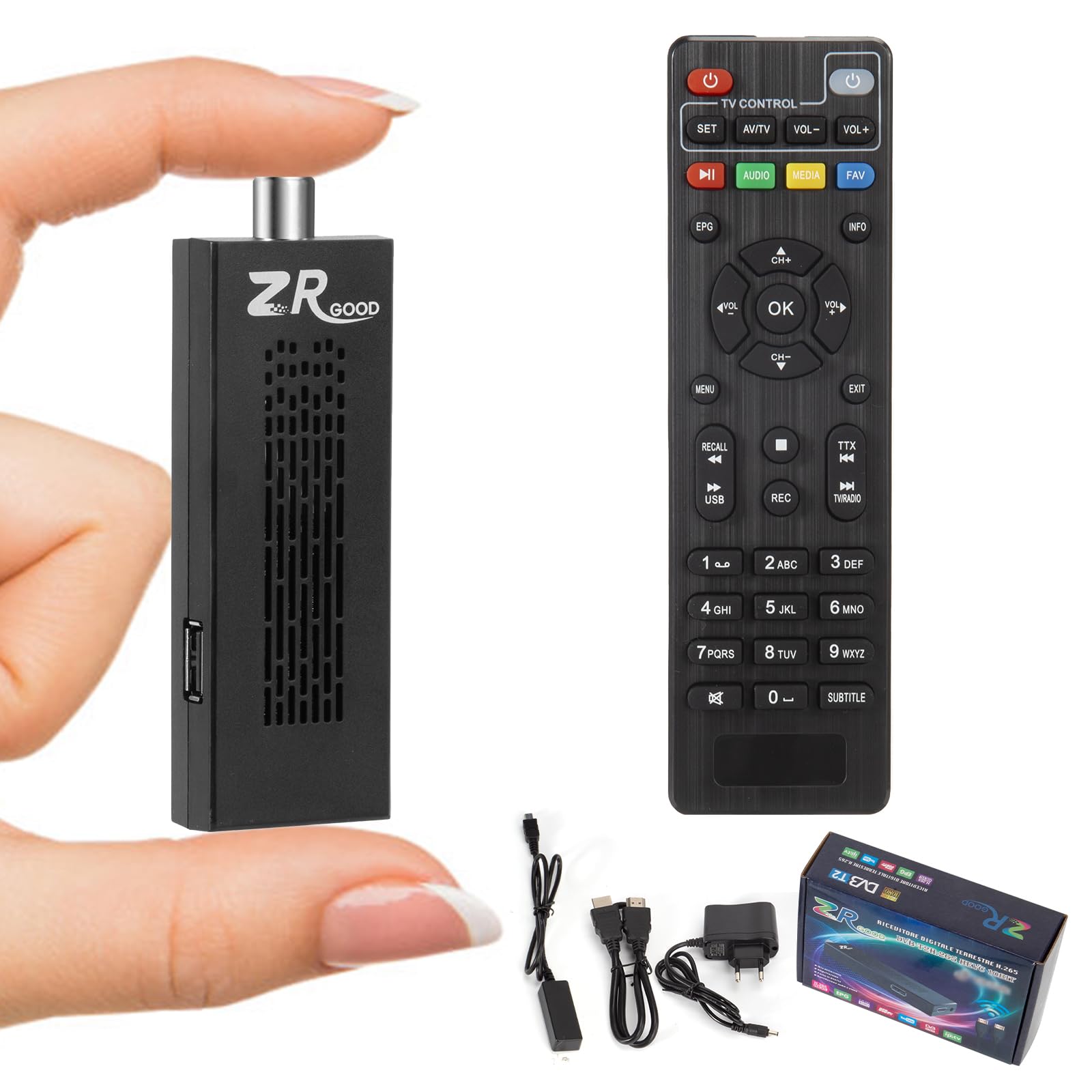 Decodificador TDT HD,Sintonizador TDT HD,Descodificador Digital para TV 2024,Decodificador DVB-T2,HD 1080P H265 HEVC Principal 10 bit,Soporta ETHERNET/USB WiFi/Proyector/PVR/Funciones Multimedia