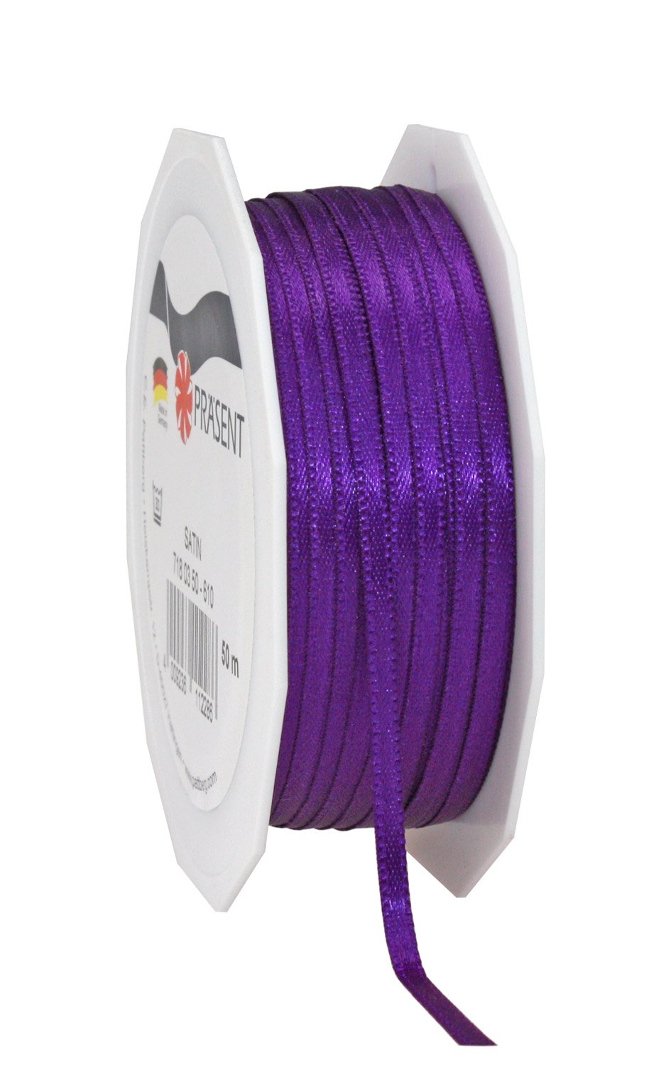 PRÄSENT C.E. Pattberg SATIN violet gift ribbon, 55 yards for Wrapping Gifts 0.12 inches width