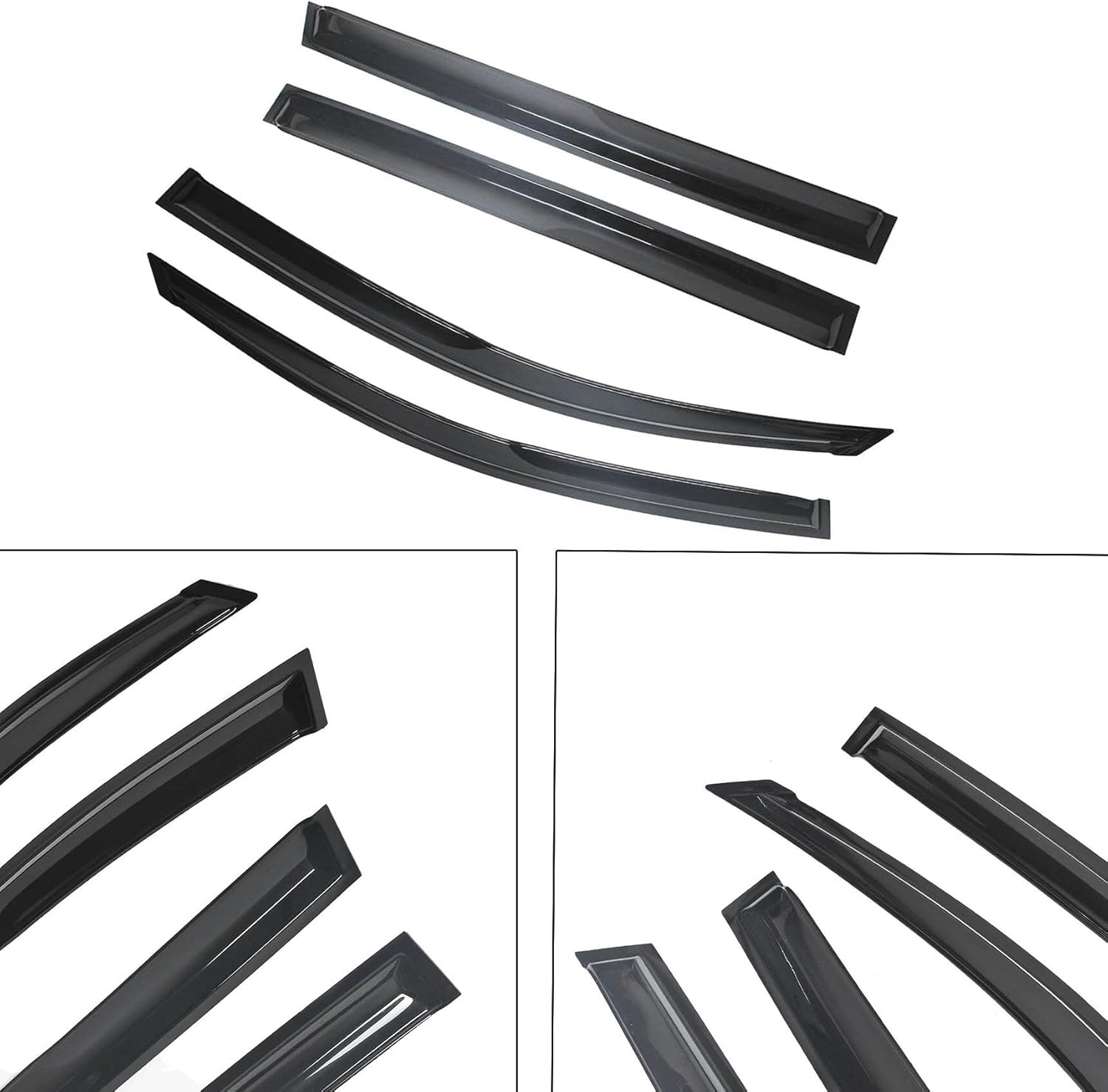 4-Pack Side Window Visor Rain Shield Guard Deflector Black Replacement for 2006-2012 Rav4