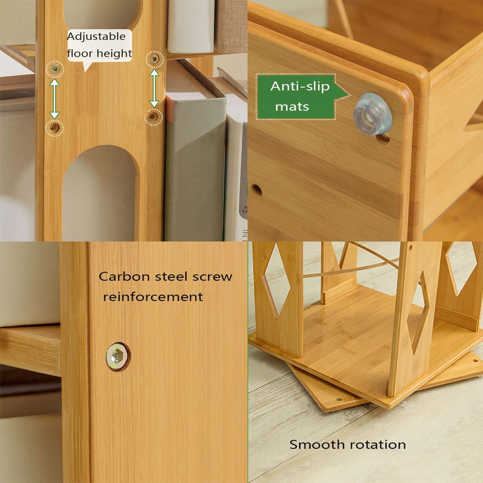 Espositore per libri per bambini rotante a 360° con armadietto per libri illustrati per bambini in legno da pavimento in piedi organizer per angolo domestico