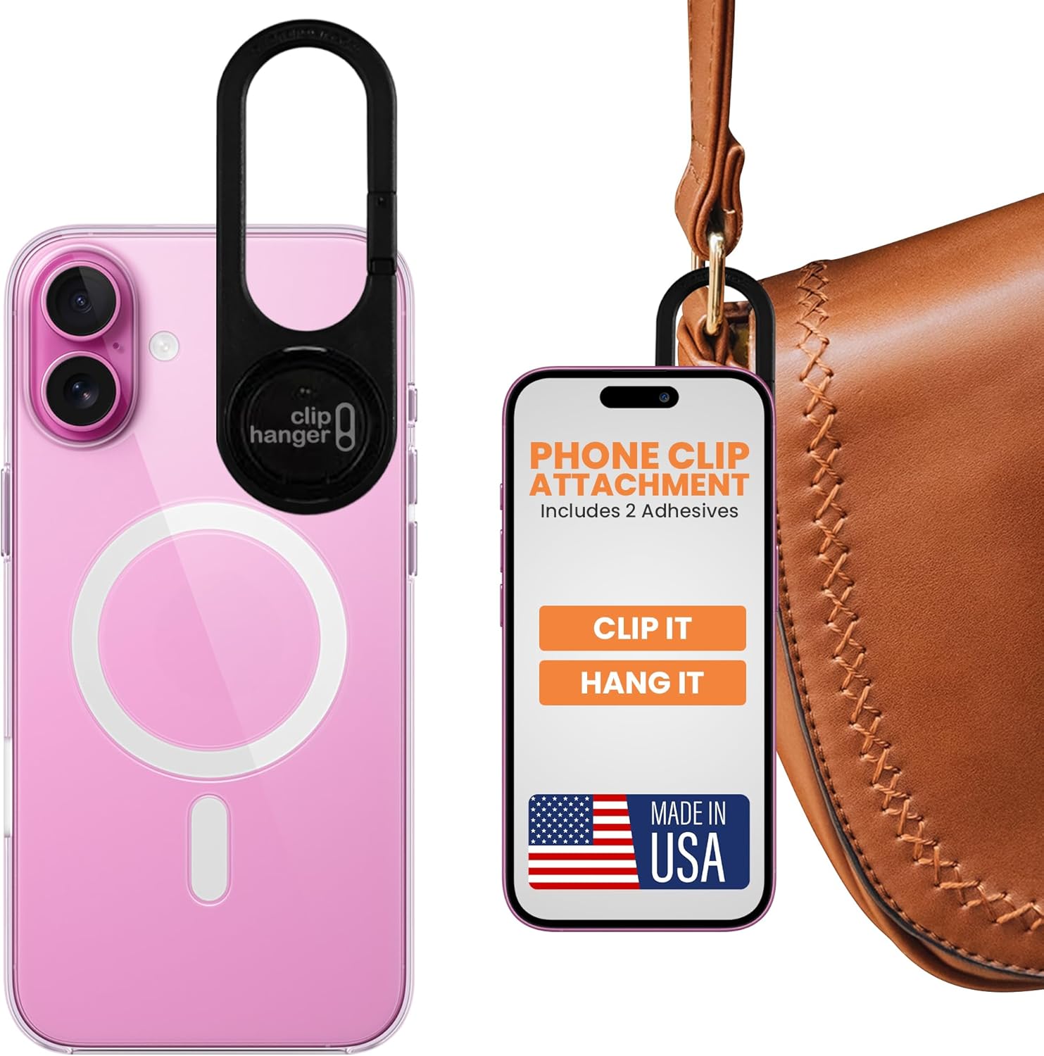 PIVIT - Phone Holder & Finger Grip - Secure Attachment for Texting, Selfies & Easy Carry - Wireless Charging Compatible - Finger Loop for Phone Case - Black
