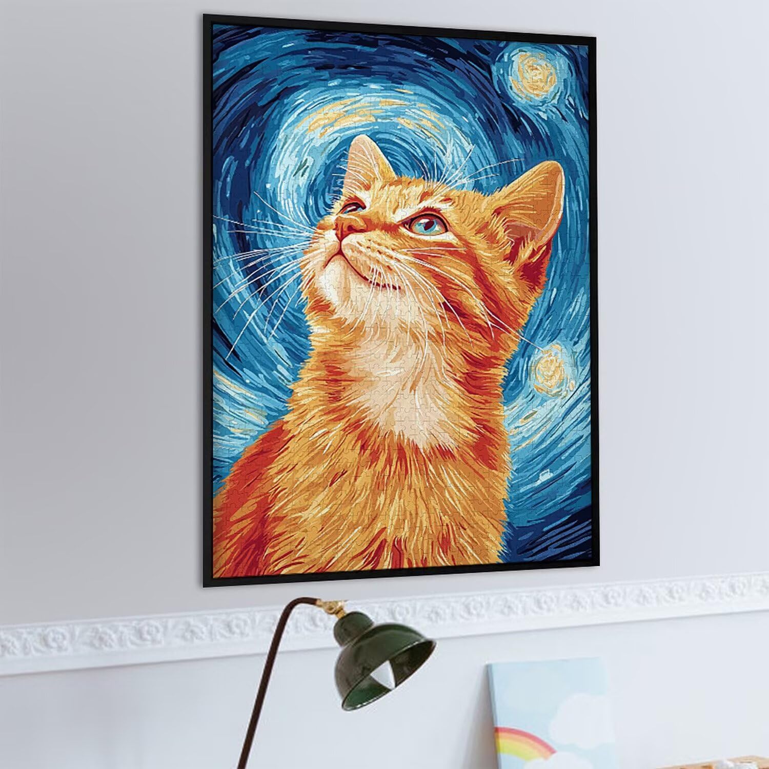 1500 Pezzi di Puzzle, gatto arancione stelle1500 Pezzi di Puzzle per Adulti, Regalo di Anniversario e Natale, Decorazione Della Casa, Prevenzione Della Degenerazione Cerebrale Negli Anziani v-487