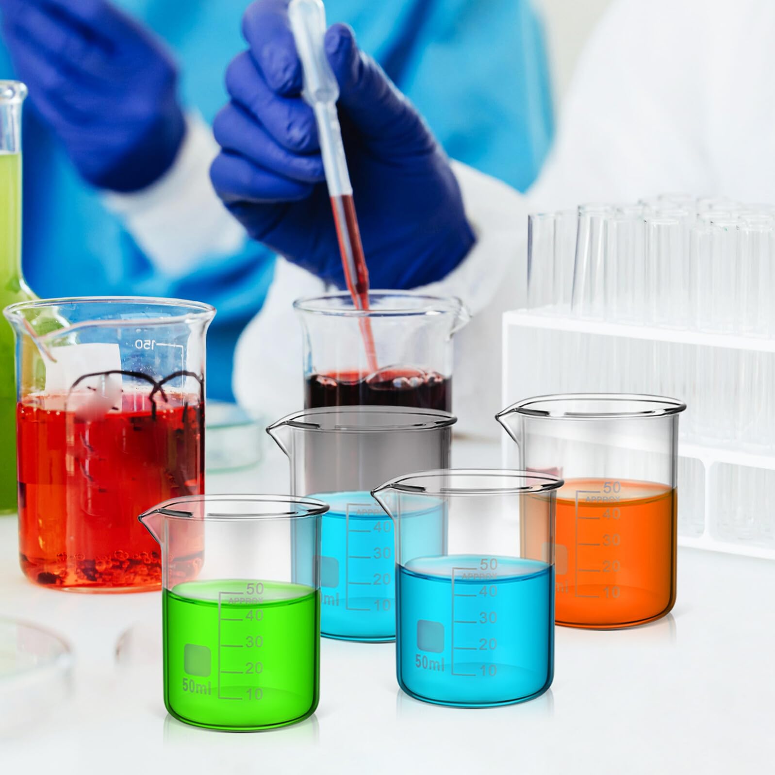 20 Szt. Sztuk Szkła Laboratoryjnego z Podziałką Przezroczyste Niskie Zlewki Do Precyzyjnego Pomiaru Odporne Wysoką Temperaturę Łatwe Do Czyszczenia i Kuchennych Zastosowań