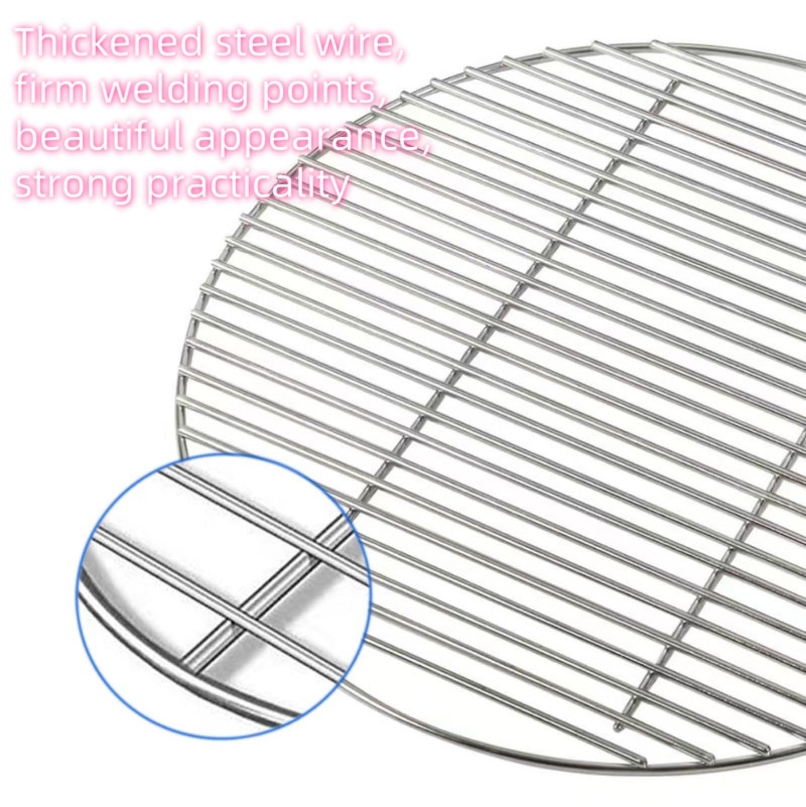 Griglia rotonda per barbecue, Grassetto in acciaio inox, Griglie per barbecue, Varie dimensioni, Grill barbecue, Graticola per barbecue, Griglia da forno per barbecue, picnic, cottura all'aperto