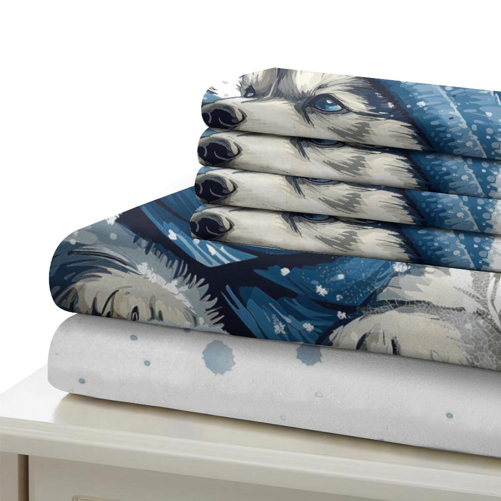 Coppia Lupo Carina 3D Stampata Copripiumino Microfibra Arredo Camera Set Biancheria da Letto Lupi Morbido per Adulti Giovani Casa Super king（260x220cm）