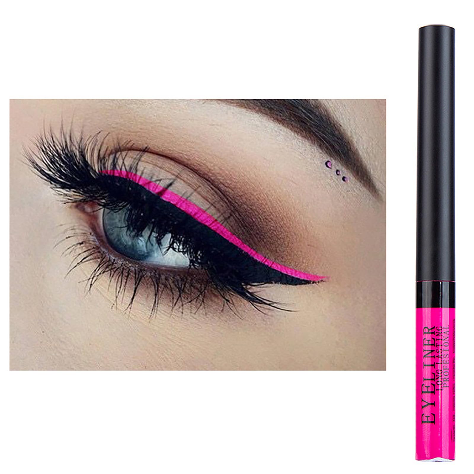 Liquid Eyeliner Colorful Matte Glitter Neon Eyeliner Pencil Pigmented Smudgeproof Long Last Gel Eye Liner（Rose red）