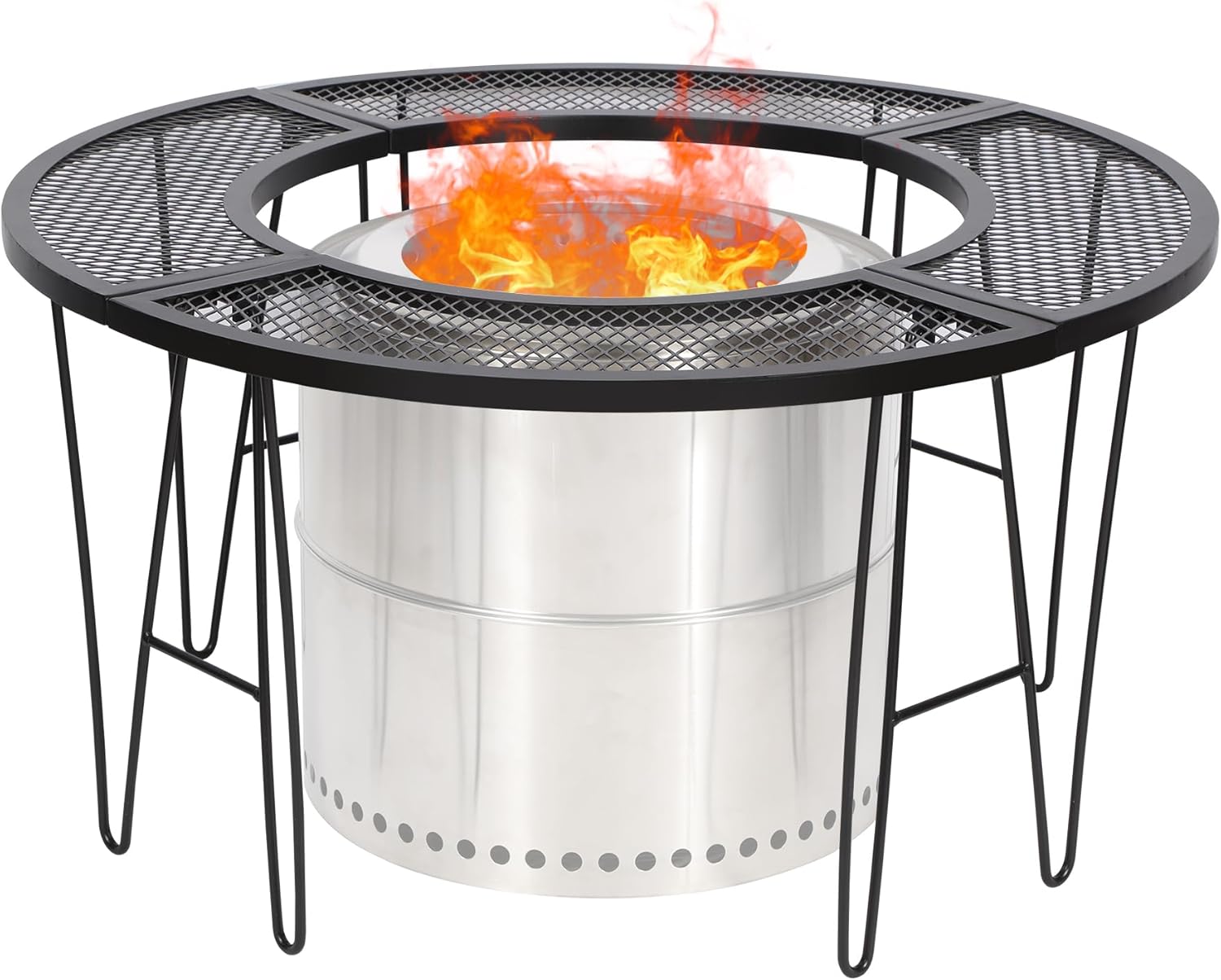 Lineslife Fire Pit Surround Tabletop, 35" Iron Smokeless