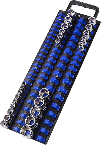 Bandeja de acero con organizador de llaves portátil de 80 piezas con asa - Juego de soporte de llaves resistente 14-pulgada, 38-pulgada, 12-pulgada