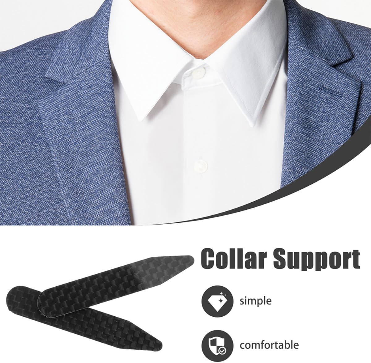 2 Pairs Collar Stays for Men Shirt Collar Holders for Dress Shirts Rounded Design and Keeps Professional Look
