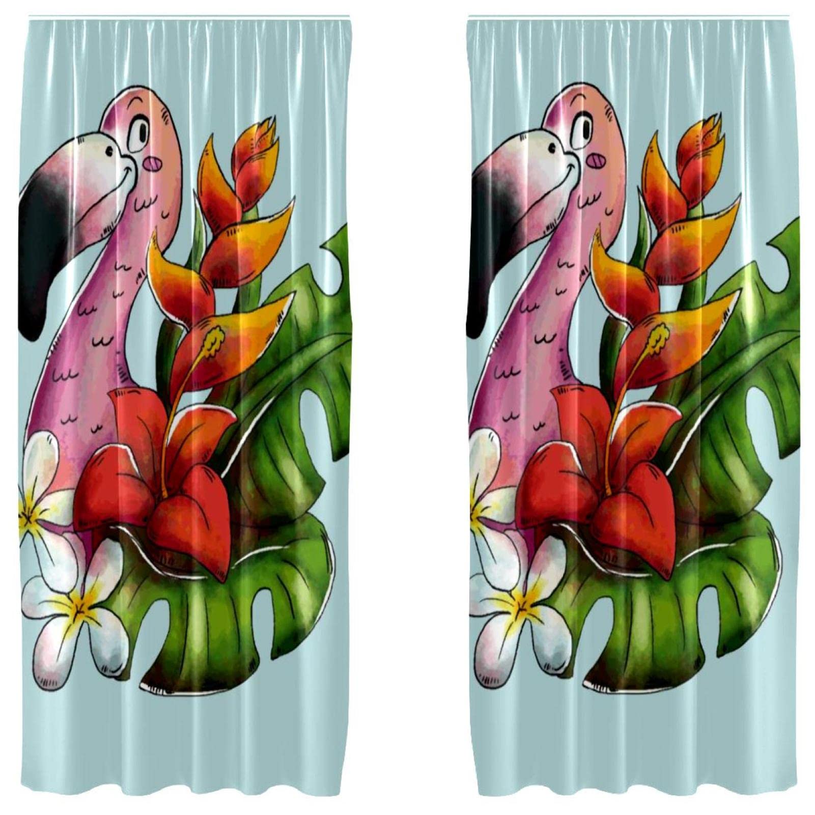 Rideau occultant microfibre flamant rose bleu : double panneau de rideaux de fenêtre 140x213