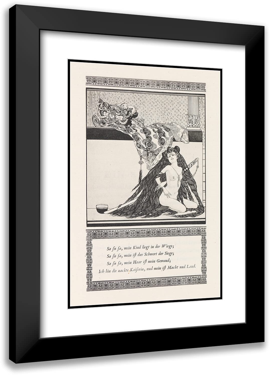 ArtDirectOtto Julius Bierbaum 17x24 Black Modern Frame and Double Matted Museum Art Print Titled - The Beautiful Girl from Pao (1910)
