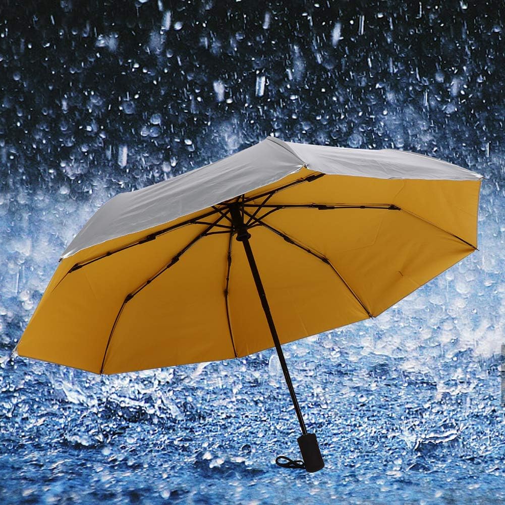 Eujgoov Parasol Automatic Umbrella, Double-Layer Silver Coating Sun Rain Protection, 8 Bones 210T Pongee Cooling Umbrella with Heat Insulation Film for Outdoor Travel