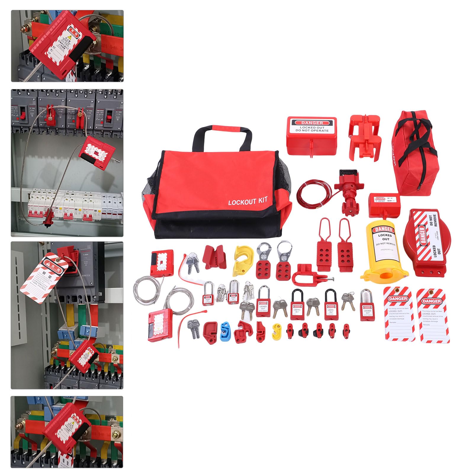EMUKOEP Kit de bloqueo de seguridad para interruptor eléctrico, conjunto completo de bloqueo, kit de interruptor de circuito ideal para la seguridad industrial y en el lugar de