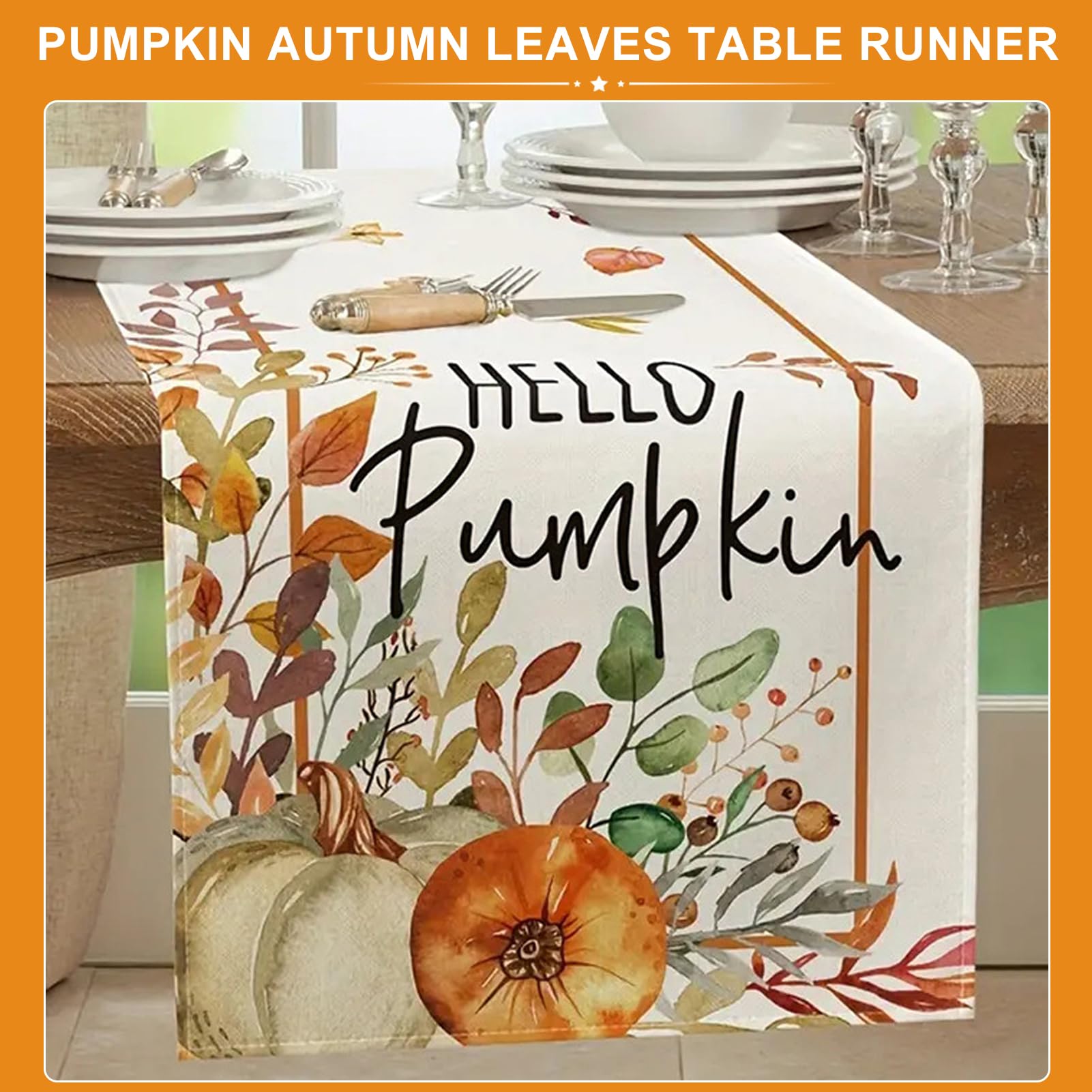 Herbst Tischläufer 40x140cm Mit Kürbis-Motiv - Saisonale Tischdeko Für Thanksgiving & Weihnachten