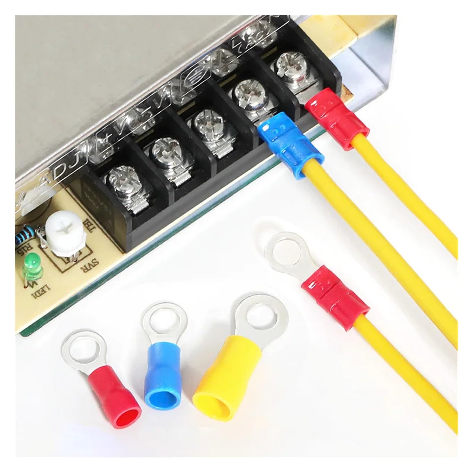 Terminales de engarzado de Anillo, Conectores de Cables eléctricos M4/M5/M6, terminales de virola en Caja, Cables de Empalme rápido for Tornillo de conexión, 460 Uds.(HS-40J)