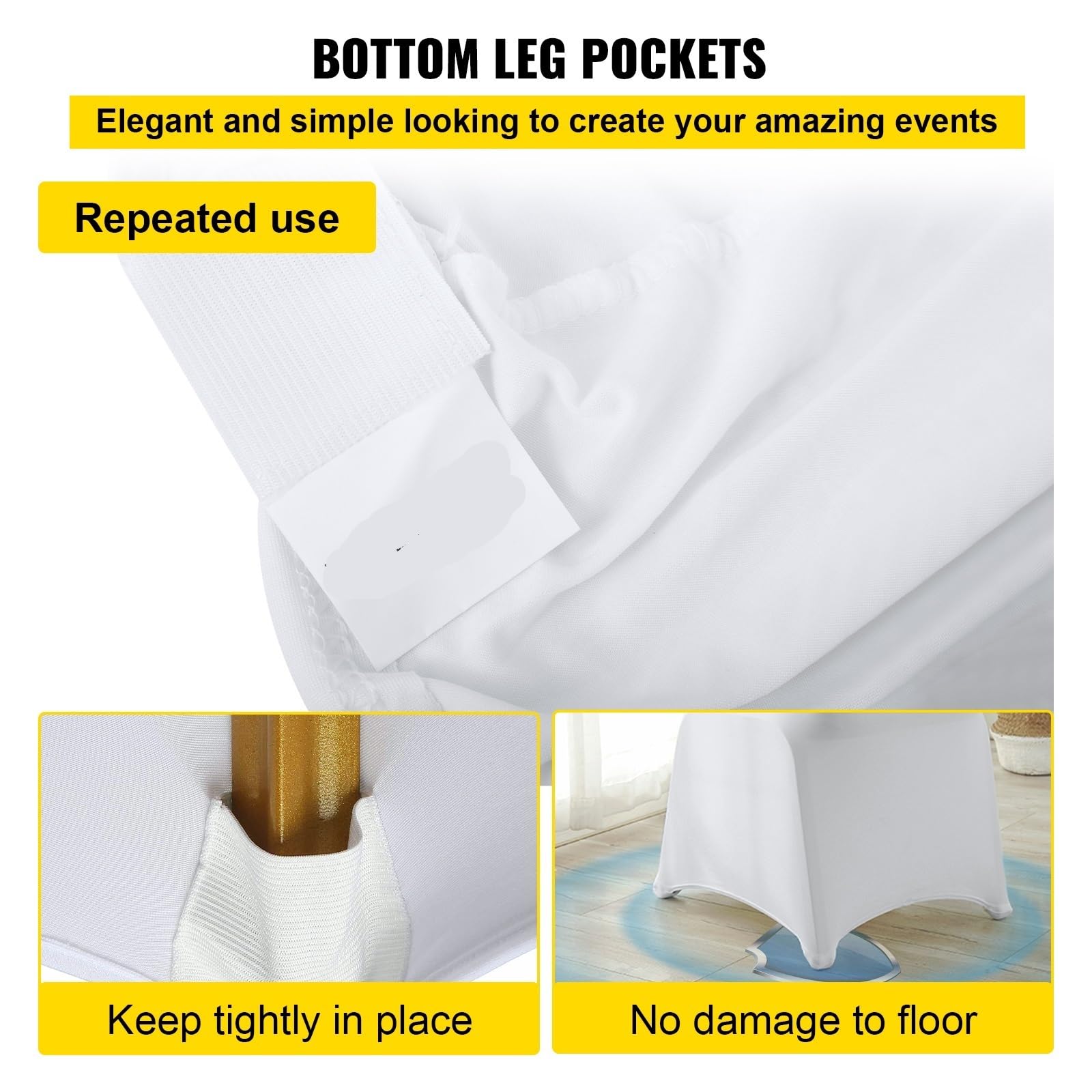 Stuhlhussen 50/100 Stück Hochzeit Stuhlhussen Spandex Stretch Schonbezug for Restaurant Bankett Hotel Dining Party Universal Stuhlbezug(Arch-Front White,50PCS)