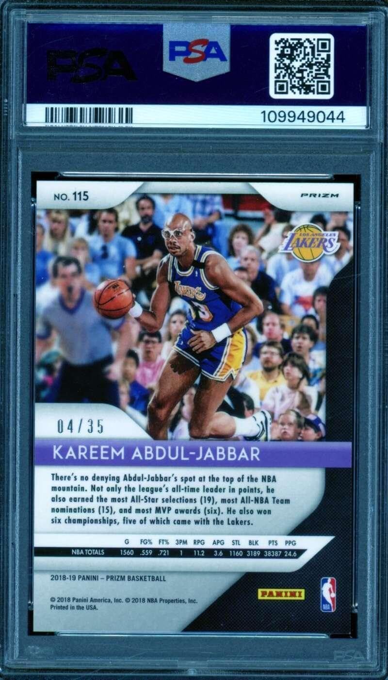 Kareem Abdul-Jabbar Card 2018-19 Panini Prizm Pulsar (4/35) #115 PSA 9 - Unsigned Basketball Cards