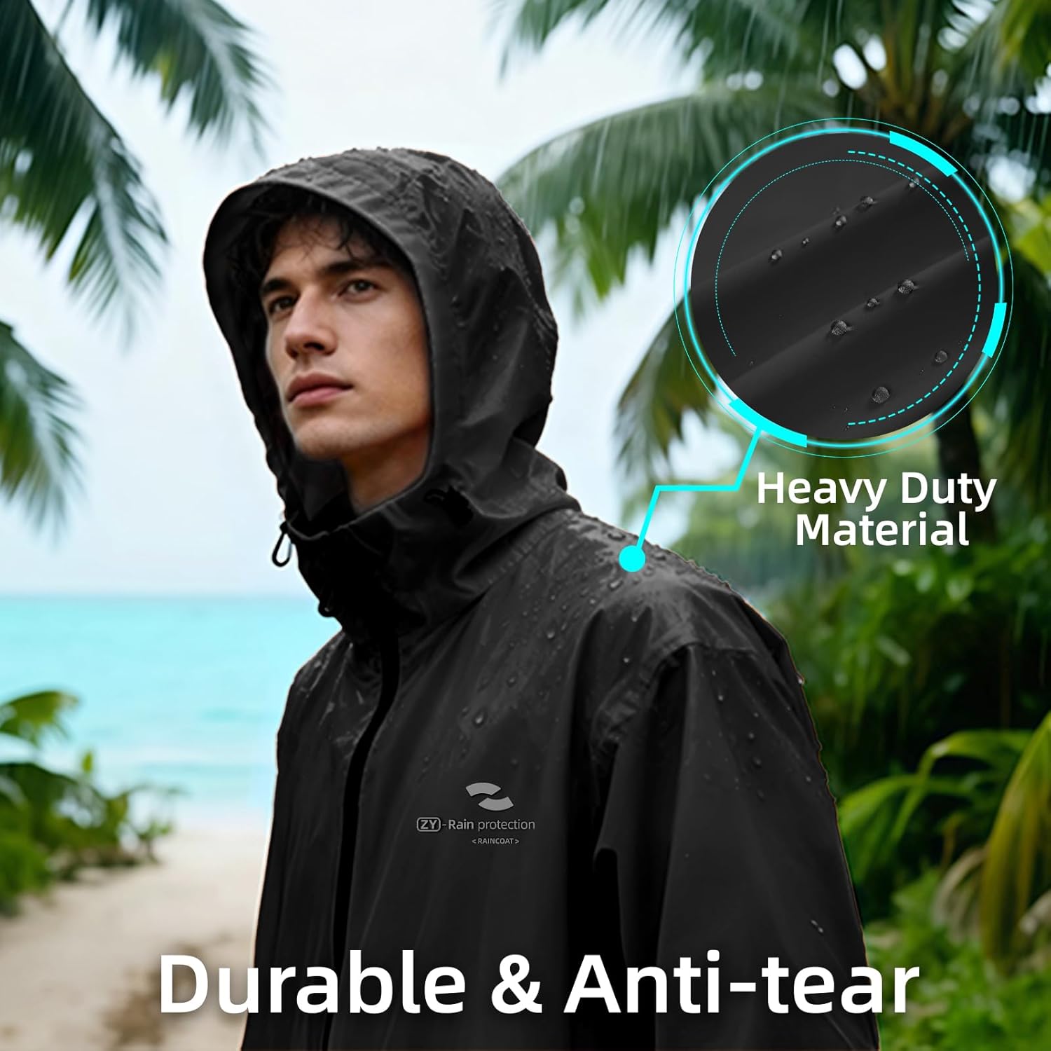 Stylish Rain Jacket Men Women's Lightweight Waterproof Packable Rain Shell Jacket Raincoat with Hood for All-Sport