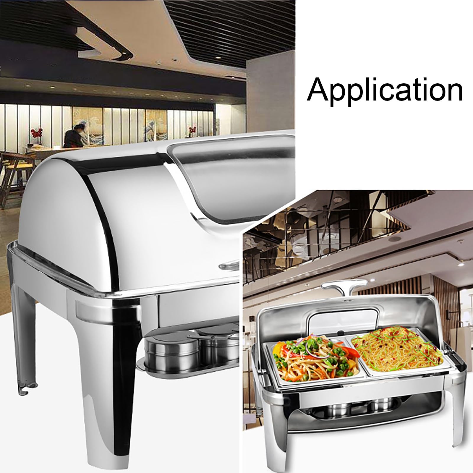 Set professionale di scaldavivande da 8 litri, padella, coperchio e supporto per carburante, per catering, buffet e scaldavivande