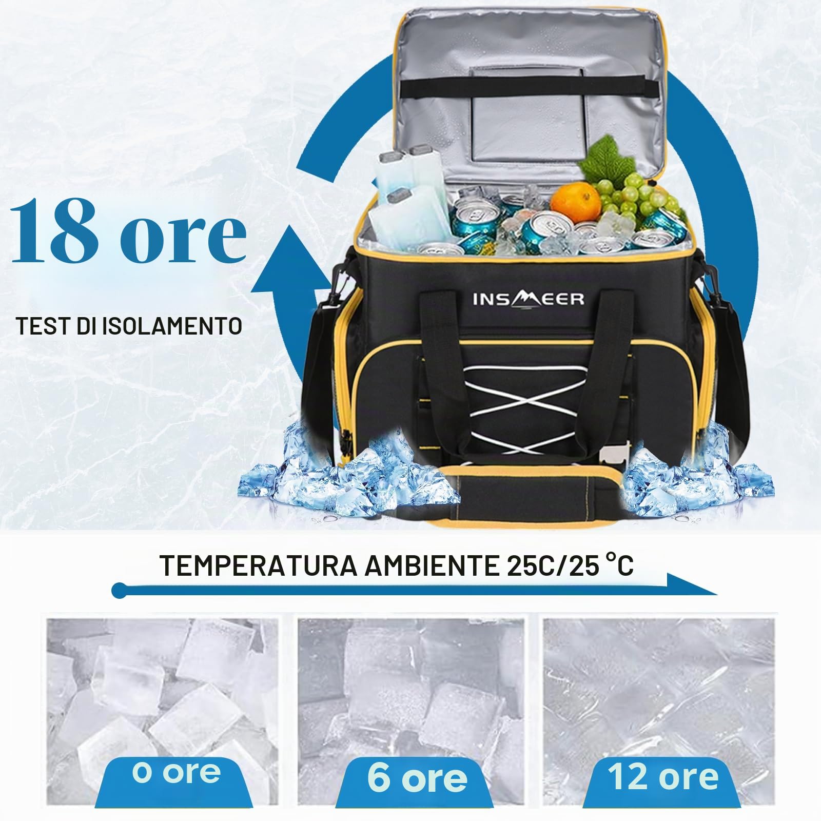 INSMEER 48L/55L Soft Cooler, 55/80 lattine pieghevoli a fondo duro, grande borsa termica morbida, baule isolato a prova di perdite, per spiaggia, campeggio, shopping, viaggio in auto