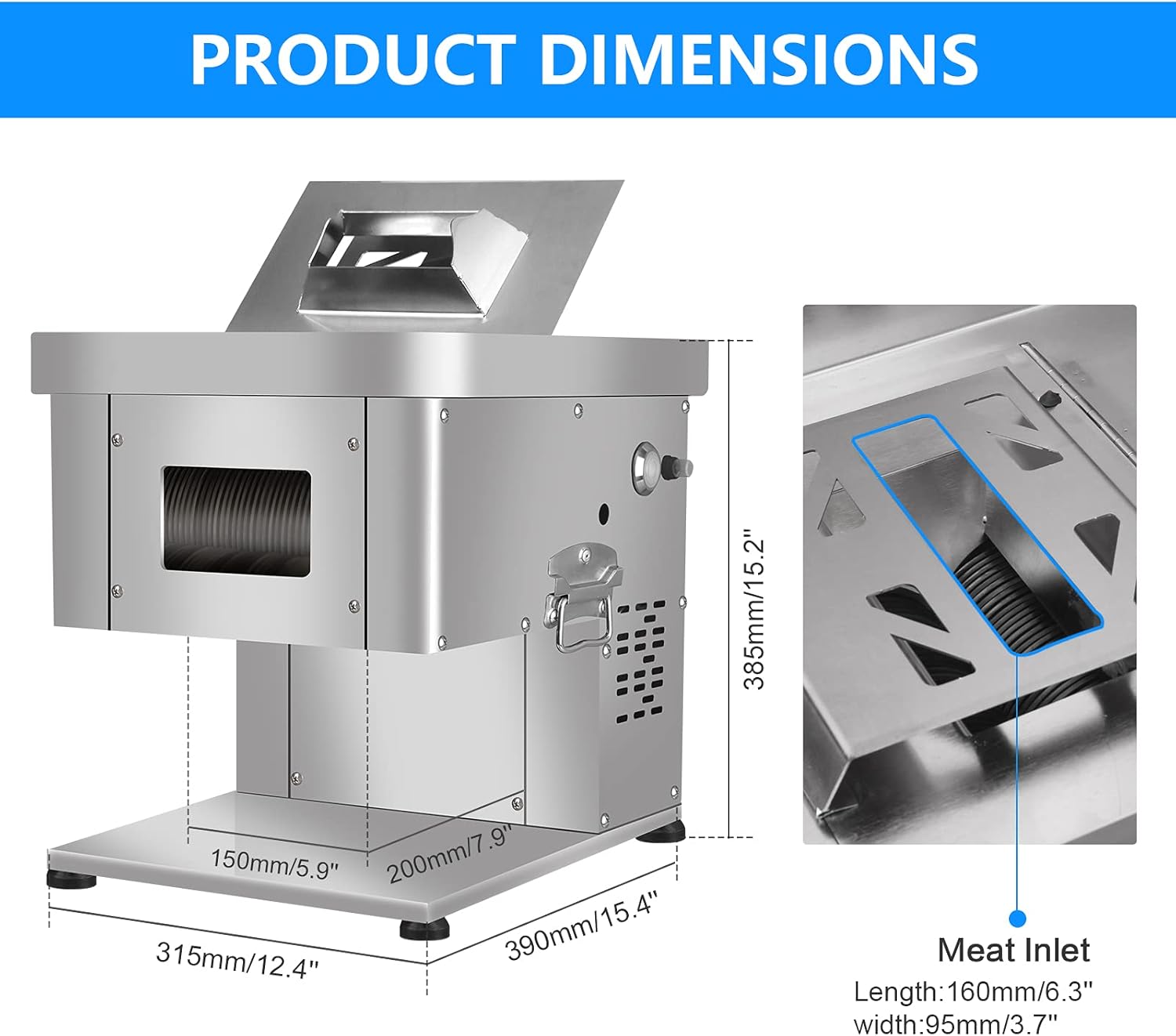 Buy MPSMAG Meat Slicer 1100W Meat Cutter Machine 330lbs/hr Electric