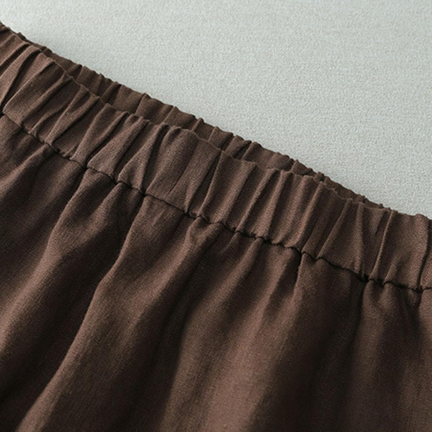 Plus Size Midi Skirt for Women Casual Elastic High Waist Boho Flowy A-line Spring Fall Solid Long Skirts with Pockets