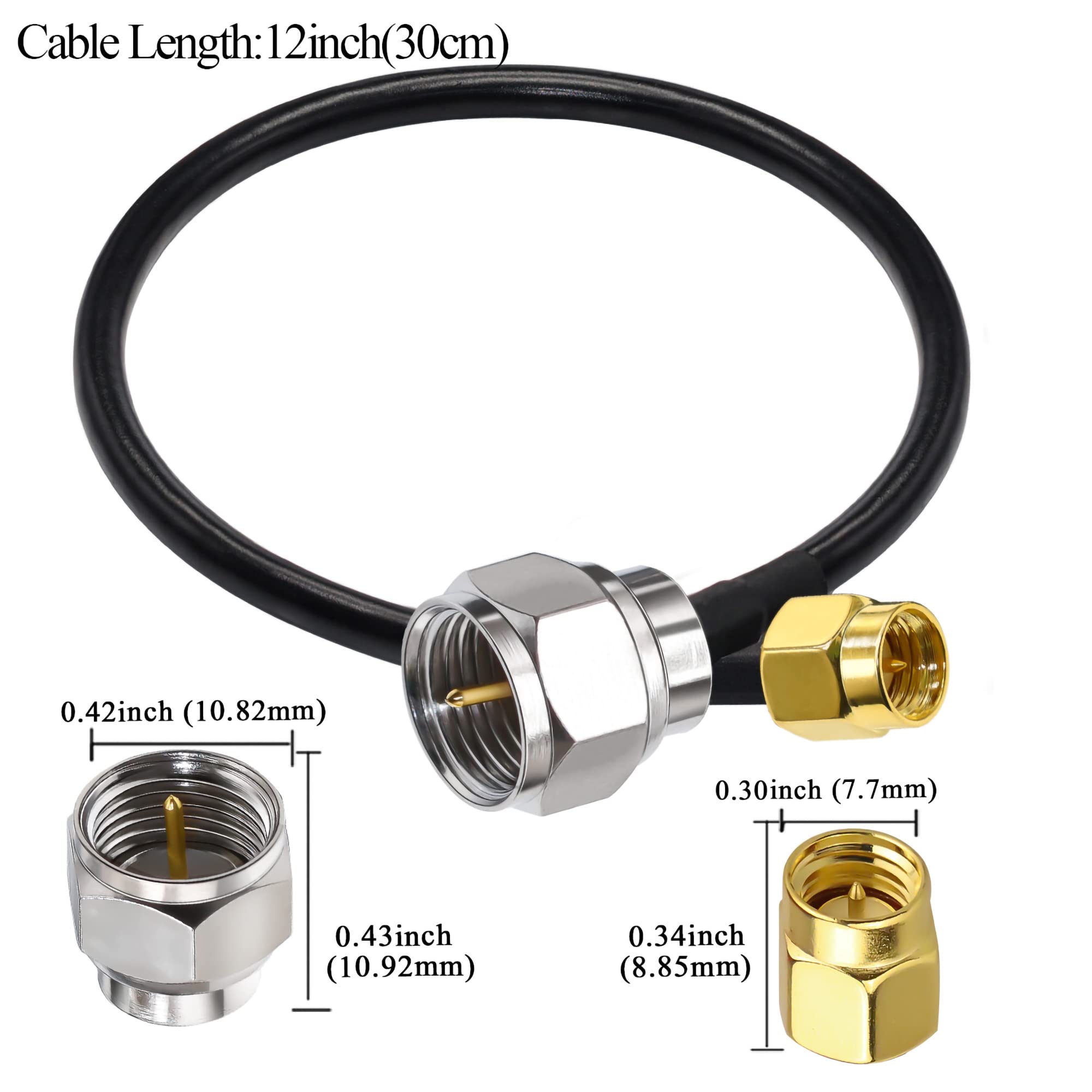 Cable Coaxial Antena Pigtail Rg58 A/u Sma Macho A Macho 30cm