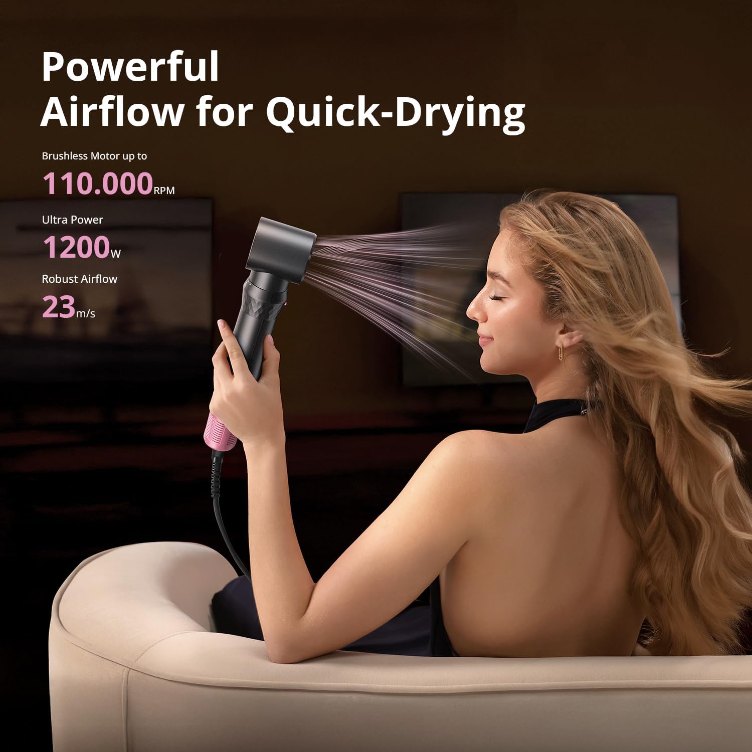 Air Styling & Drying System, Powerful Hair Dryer Brush & Multi-Styler with Auto-Wrap Curlers, Curling Wand, Paddle Brush, Oval Brush, Diffuser with Travel Bag, Ideal for Gift (Rose Pink) image 6 of 9 B0F4KMM43N