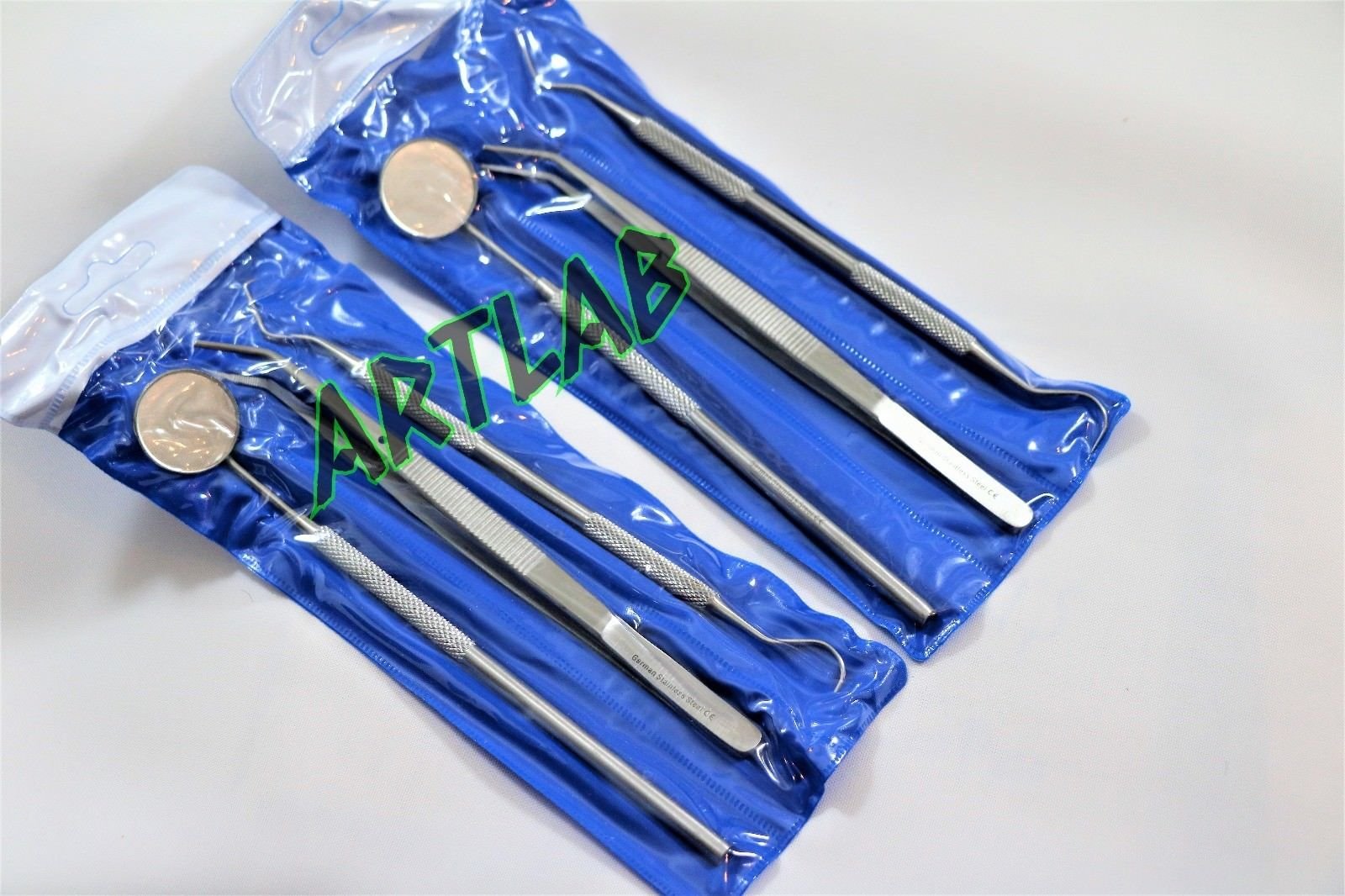 German Basic Dental 2 Sets- Explorer Probe+Dental Mirror+College Cotton PLIER (CYNAMED)