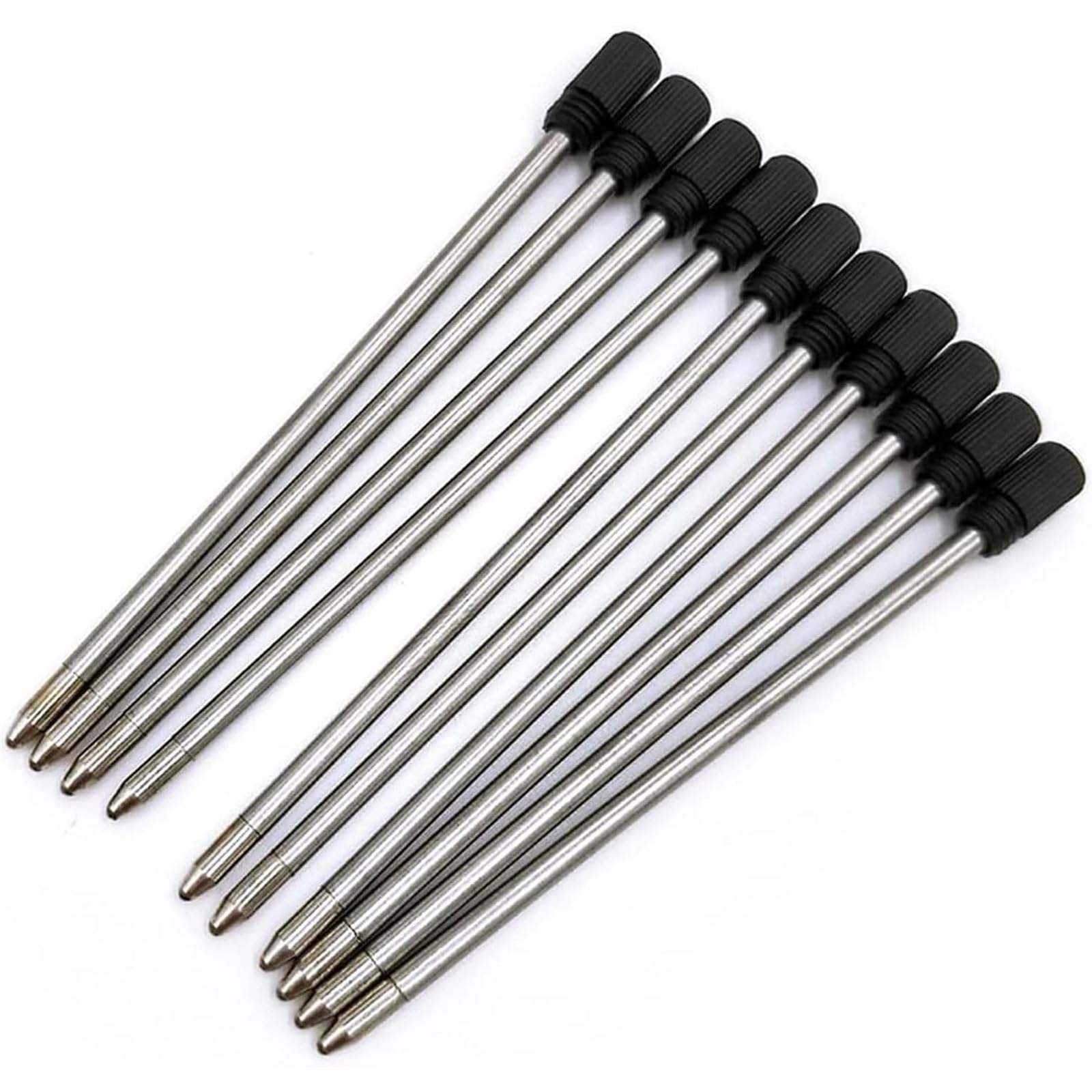 10PCS 7cm Ballpoint Pen Refills, Black or Blue Compatible Ink Refills, 0.5mm Medium Tip, Black