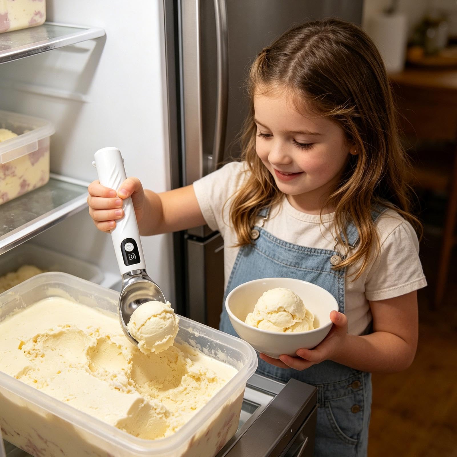 Cuillère À Glace Chauffante Cuillère Rechargeable Compatible Lave-Vaisselle