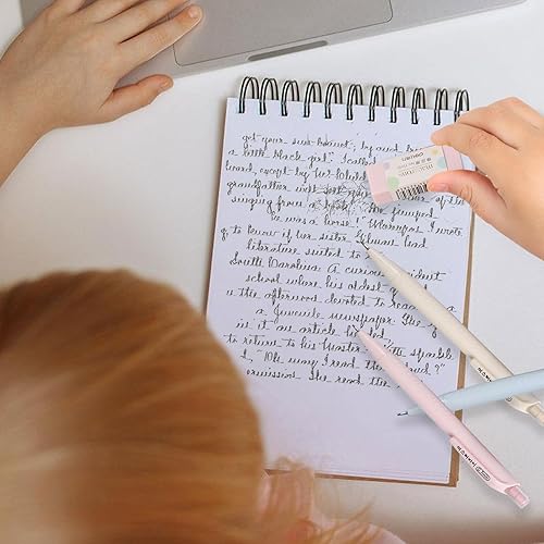 Miniatura 3 de Juego de 6 lápices mecánicos estéticos, lápices mecánicos pastel de 0.5 y 0.028 in con 6 tubos de repuestos de plomo HB, 3 borradores, suministros