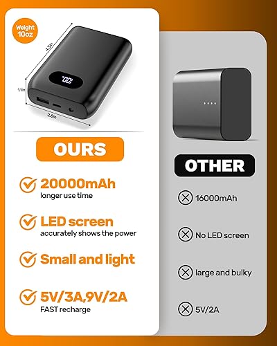 Miniatura 3 de Modefi Chaleco calefactable, paquete de batería de 20000 mAh, 7.4 V, batería recargable para chaleco calefactado, cargador de batería para chaqueta