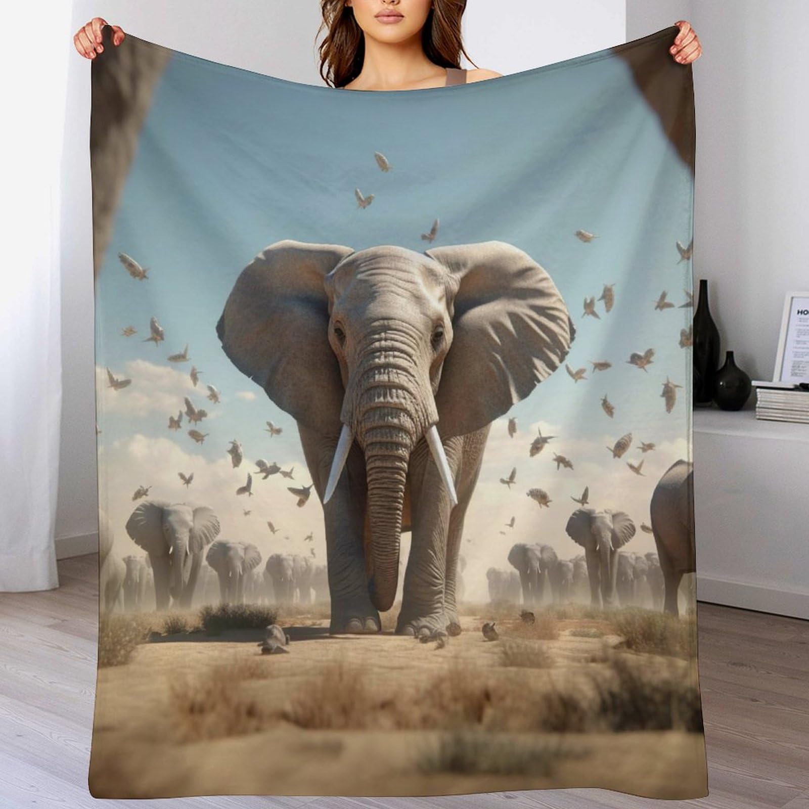 Couverture polaire éléphant épaisse, la solution contre le froid sur le canapé ou dans le lit