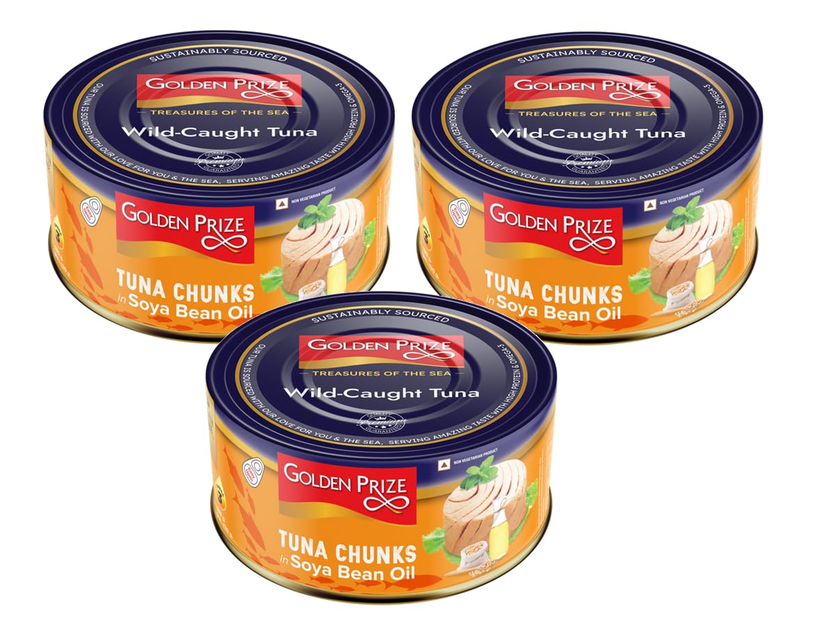 Golden Prize Tuna Chunk in Soyabean Oil 185 GMS Each - Pack of 3 Units-image-38