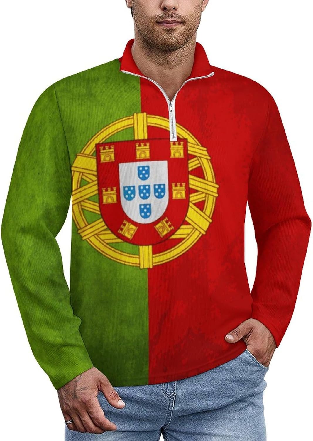 Mens El Salvador Flag Zipper Neck Pullover Sweater Long Sleeve Pretty Athletic Sweaters Classic Sweatshirt