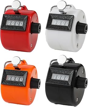 Clicker Counter, 4 Pack Handheld Tally Counter, 4.6 x 4.3 x 5.5 cm, Durable Mechanical Counters for Sports Training, Warehouse Inventory, Kids Counting Games, Event Attendance Tracking
