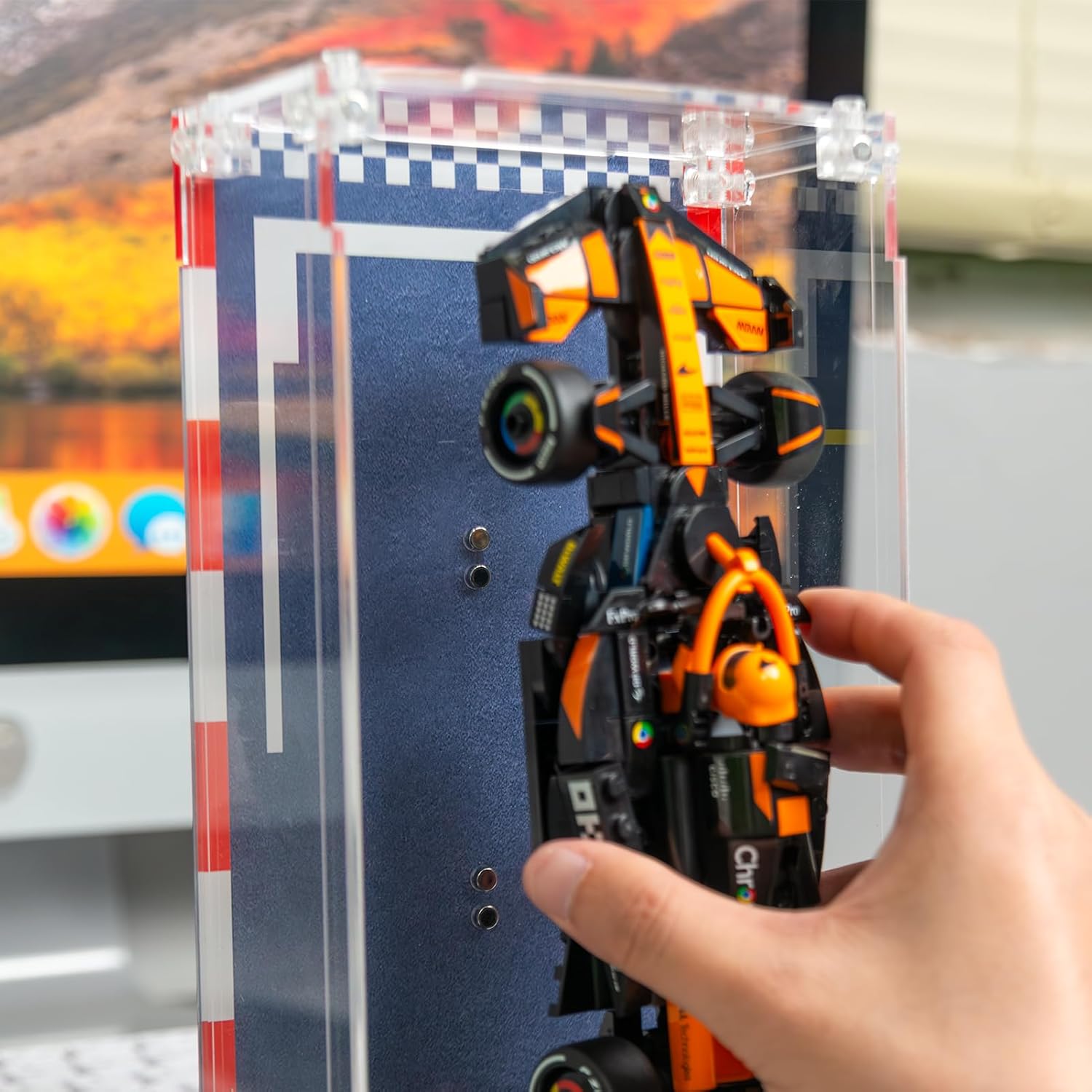 Acrylic Display Case Compatible with Lego Speed Champions F1 Team Race Car Toy, Dust-Proof Display Box Compatible with Lego 77242-77251,Size:8.66×4.33×3.15 in(NOT Included The Model)