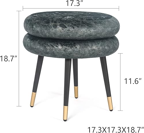 Miniatura 10 de Reposapiés otomano de terciopelo, asiento de mesa auxiliar de tapicería de tela copetuda, banco de tocador, silla de líneas de punto con patas de