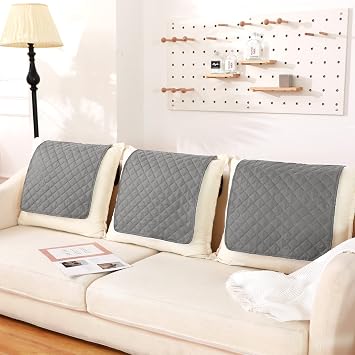 Moukeren 3 Pcs Recliner Headrest Cover for Sofa Chair Couch,Light Gray