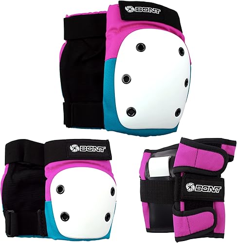 Miniatura 7 de Bont Patines juego de protección triple para niños y jóvenes, con rodilleras, coderas y muñequeras