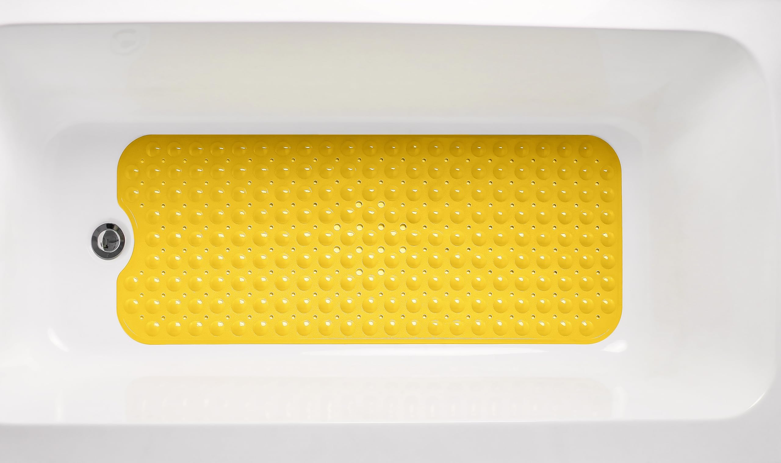 Extra lange rutschfeste Badewannen- und Duschmatte, 99.1 x 40.6 cm (nur glatt/nicht strukturierte Wannen) sicher, sauber, maschinenwaschbar, Vinyl, blickdicht gelb